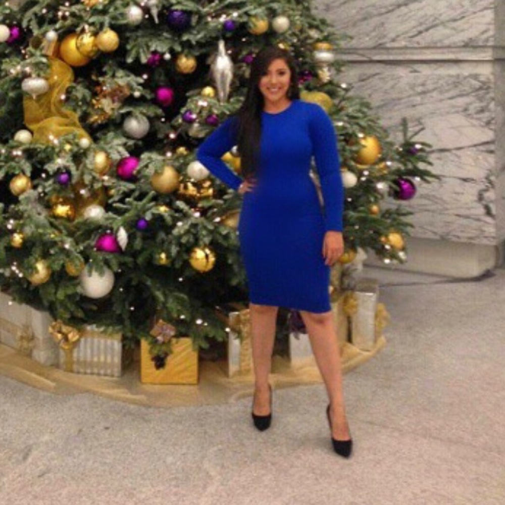 Zara Blue scuba long sleeve dress